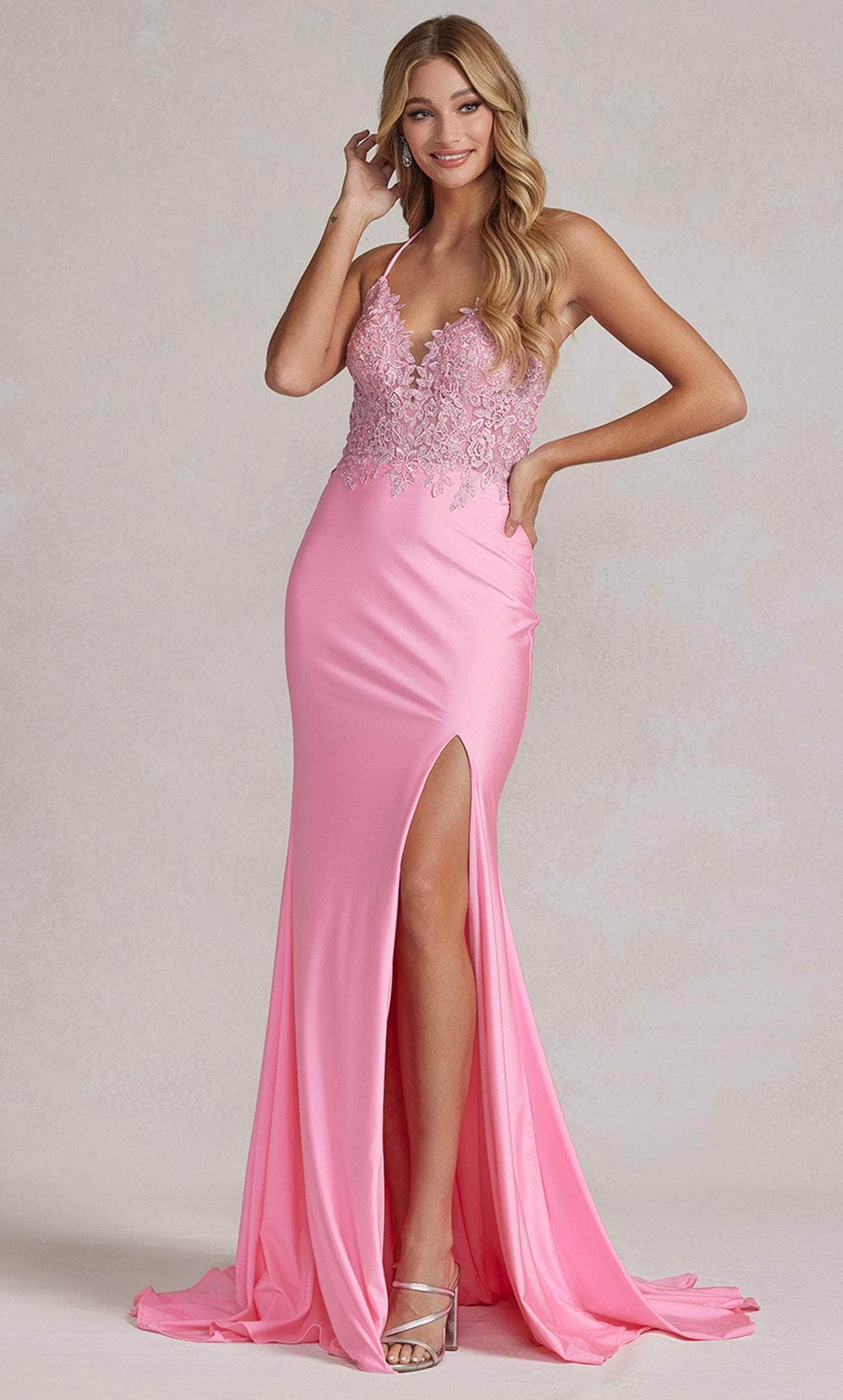 V-Neck Strappy Back Prom Gown