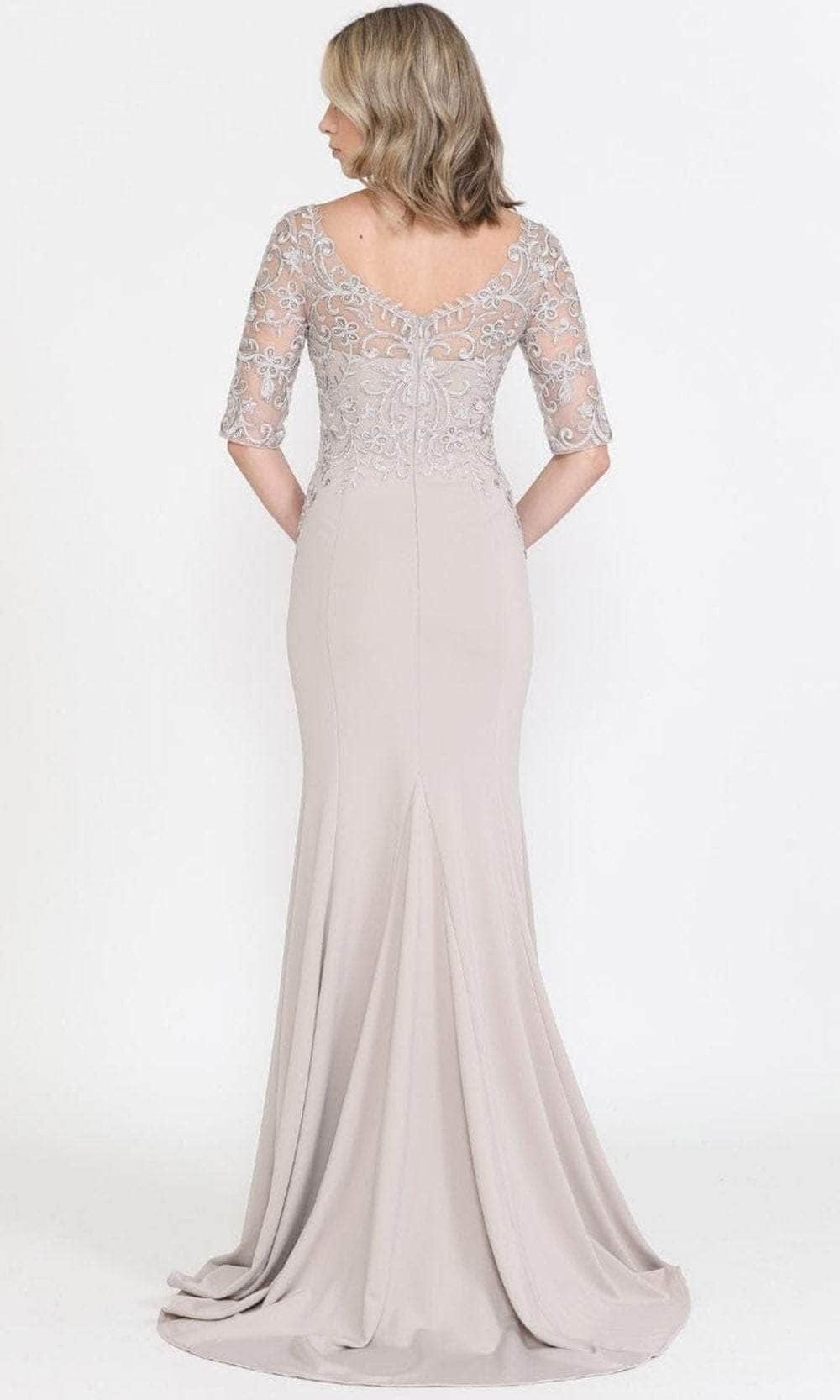 Quarter Length Sleeved Sheath Evening Gown