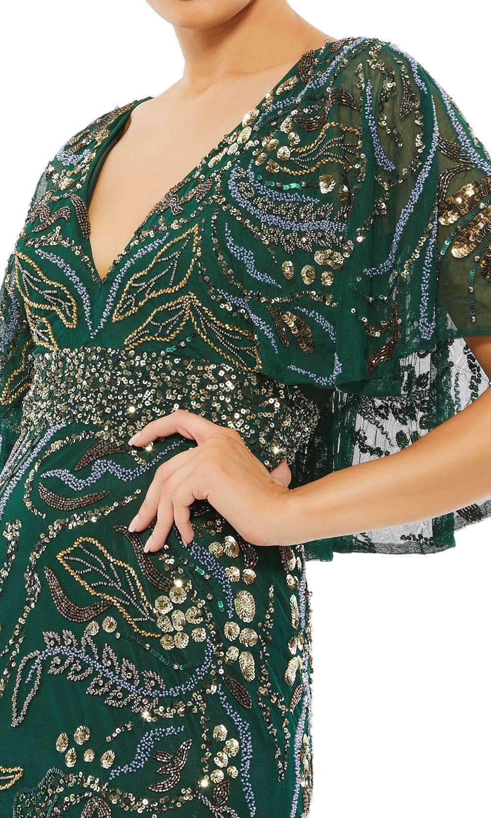 Cape Sleeve V-Neck Evening Dress