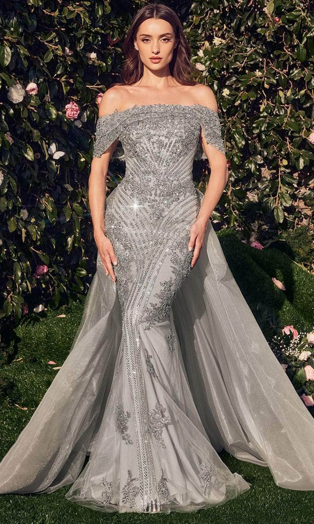 Off Shoulder Applique Long Gown