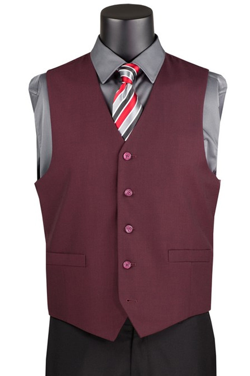 Men’s Basic Suit Vest in Burgundy