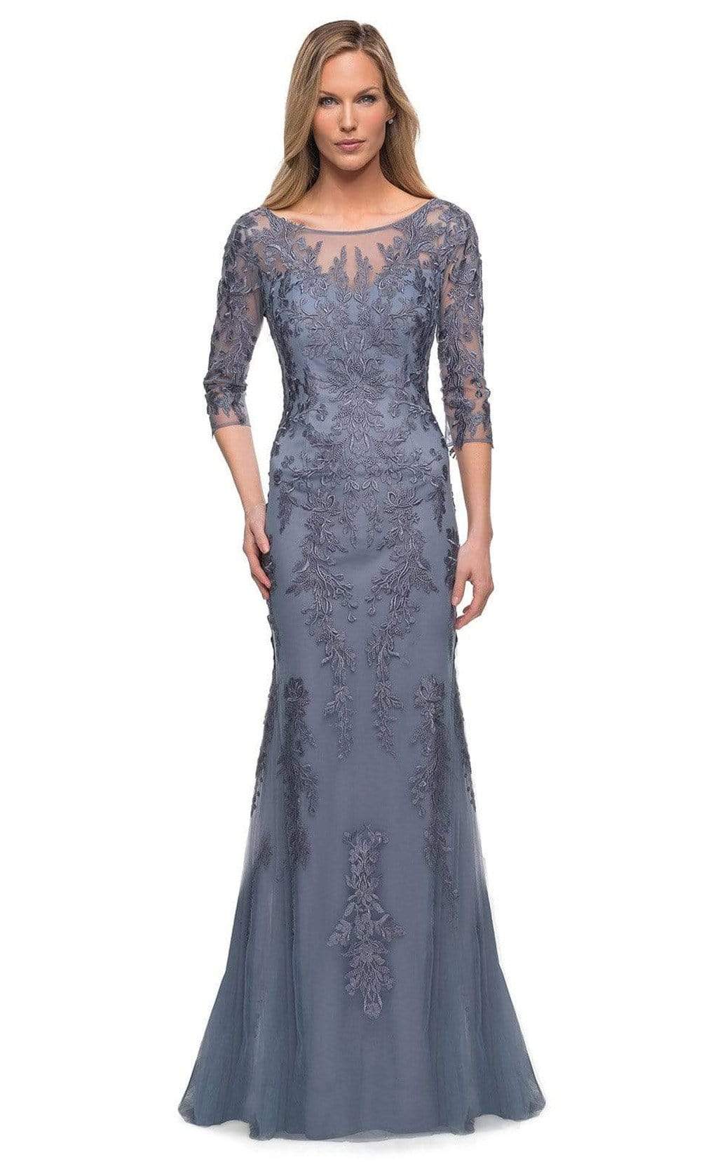 29226 Embroidered Tulle Sheath Gown