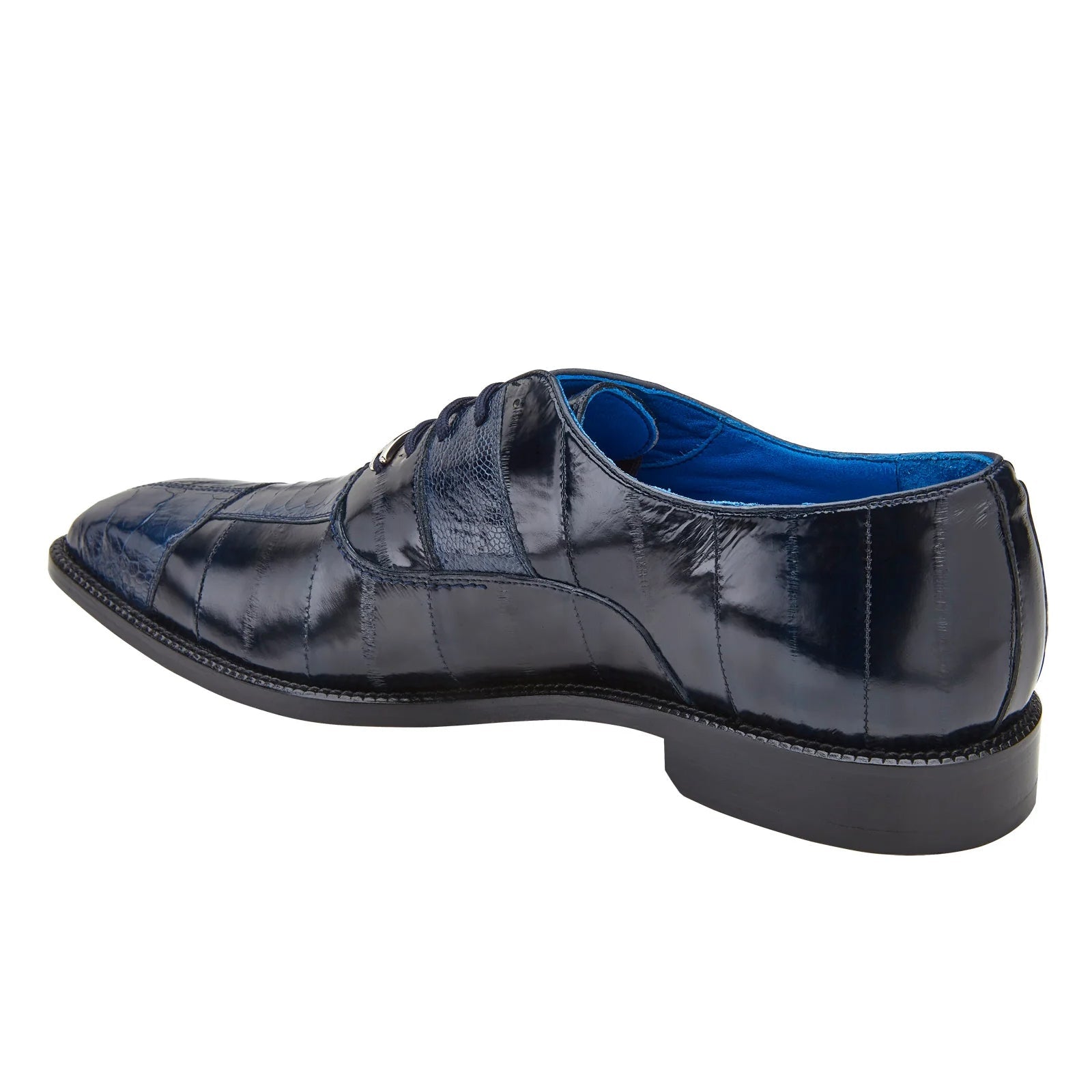 Men’s Belvedere Mare Ostrich Leg & Eel Skin Dress Shoe in Navy Blue