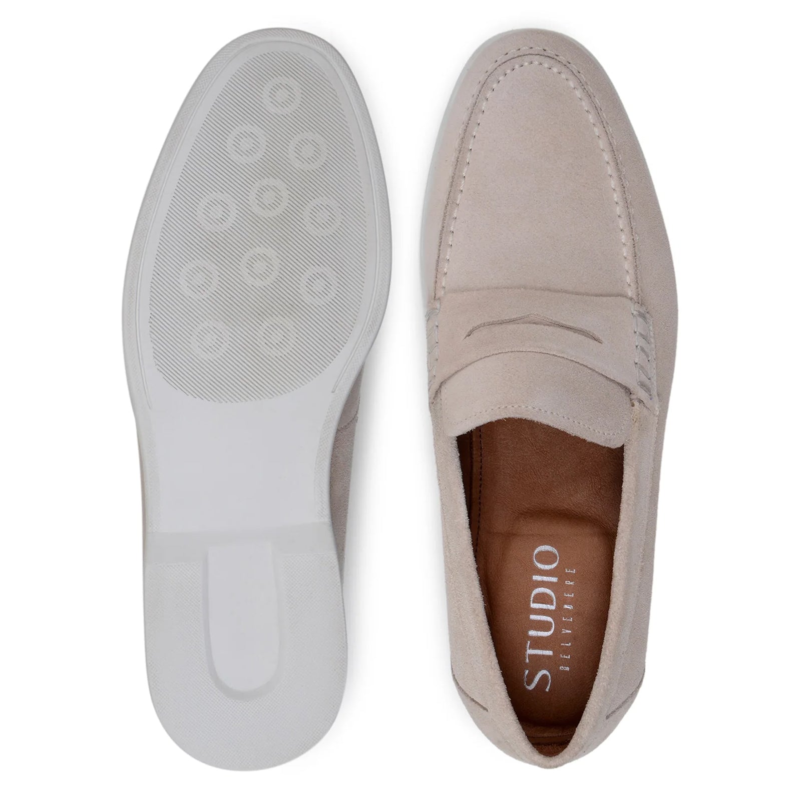 Men’s Belvedere Niko Italian Suede Casual Slip on Penny Loafer in Sand