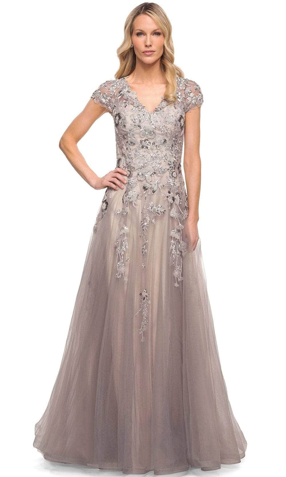 Floral Embroidered A-Line Formal Dress