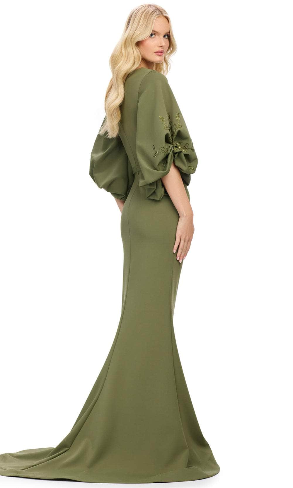 Balloon Sleeve Mermaid Evening Gown