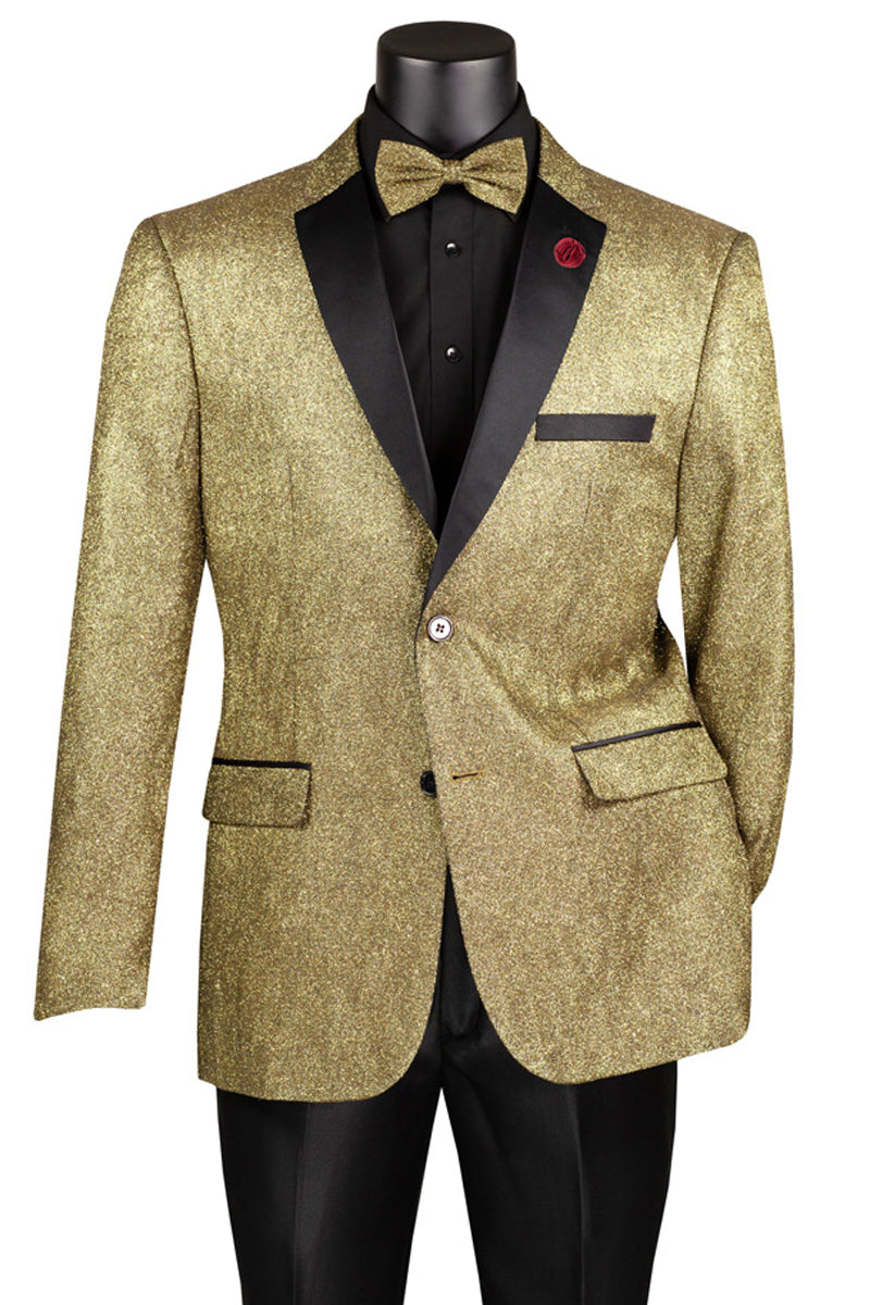 Men’s Texured Modern Fit Shiny Gold Tuxedo Jacket