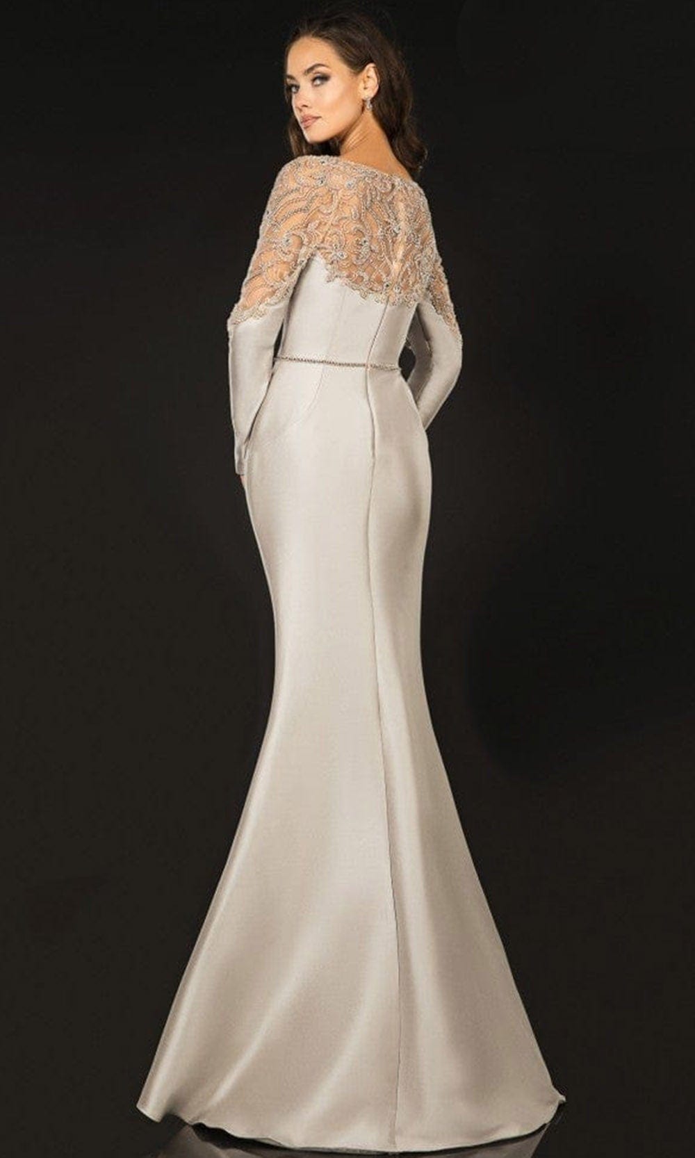 2011M2457 Bateau Sheer Embellished Gown
