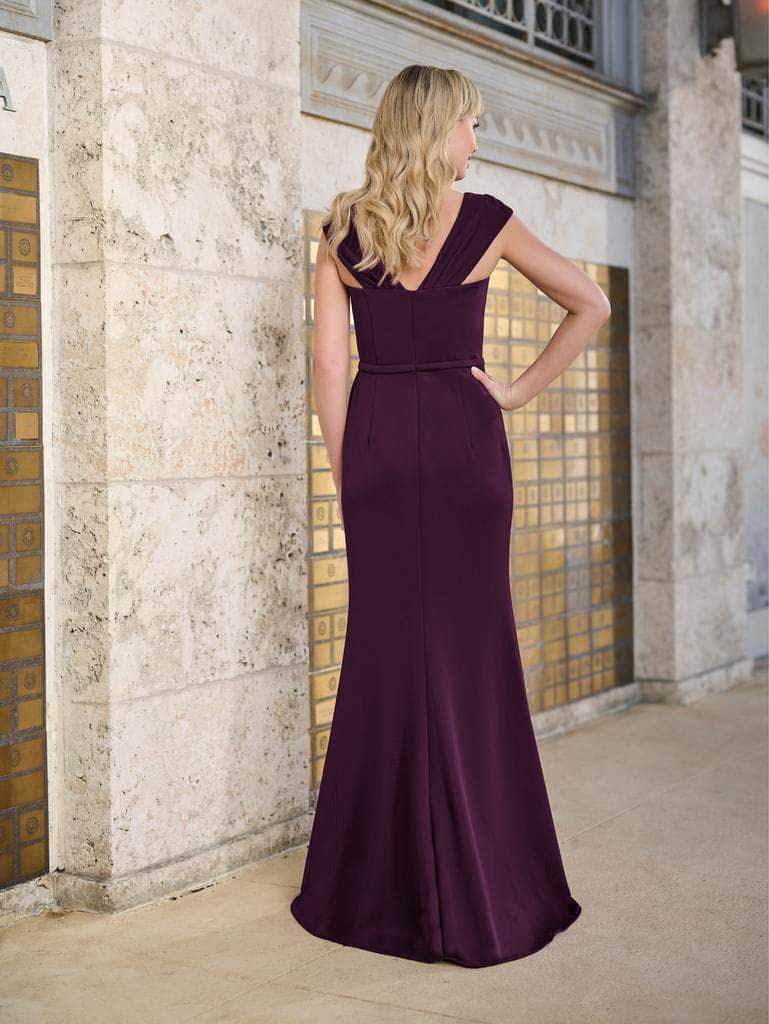 Asymmetric Neck Scuba Evening Gown