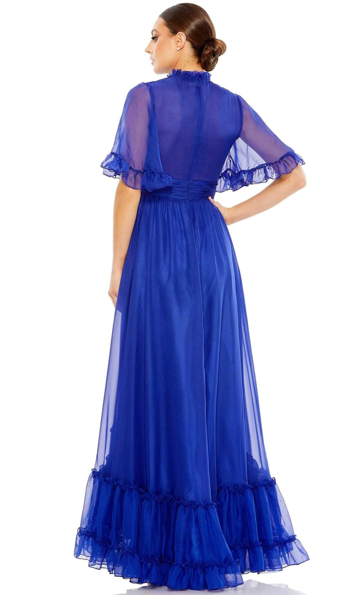 High Neck Short Flatter Sleeve Prom Dress