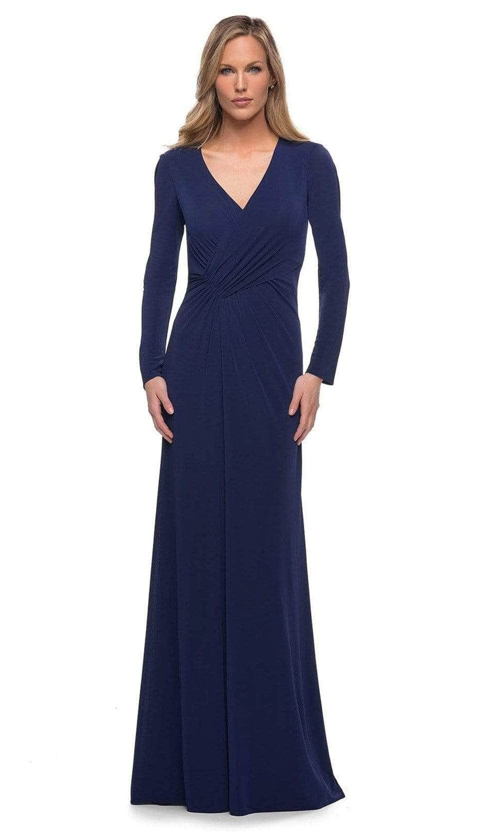 29535 Long Sleeve Jersey Mother of the Bride Dress