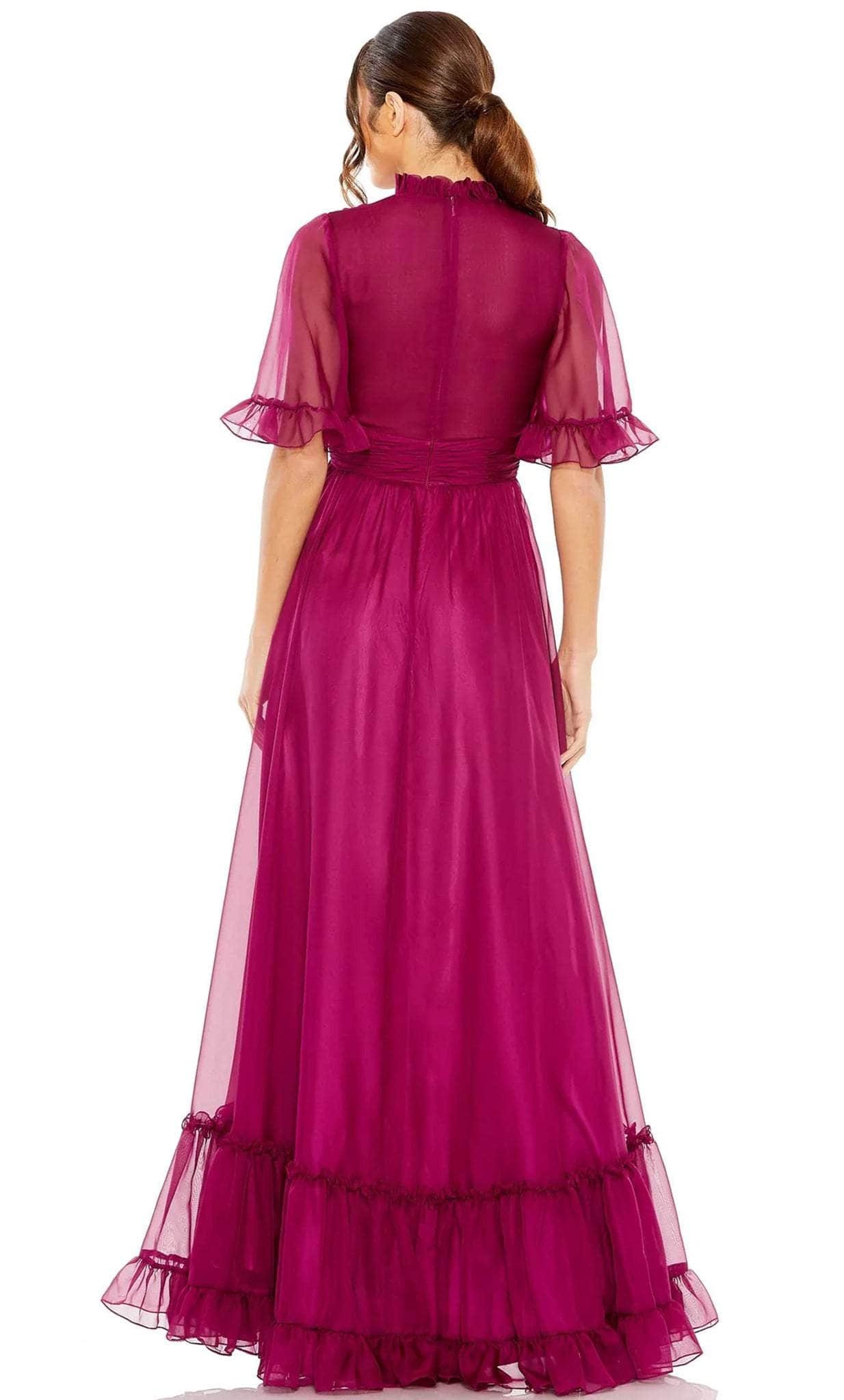 High Neck Short Flatter Sleeve Prom Dress