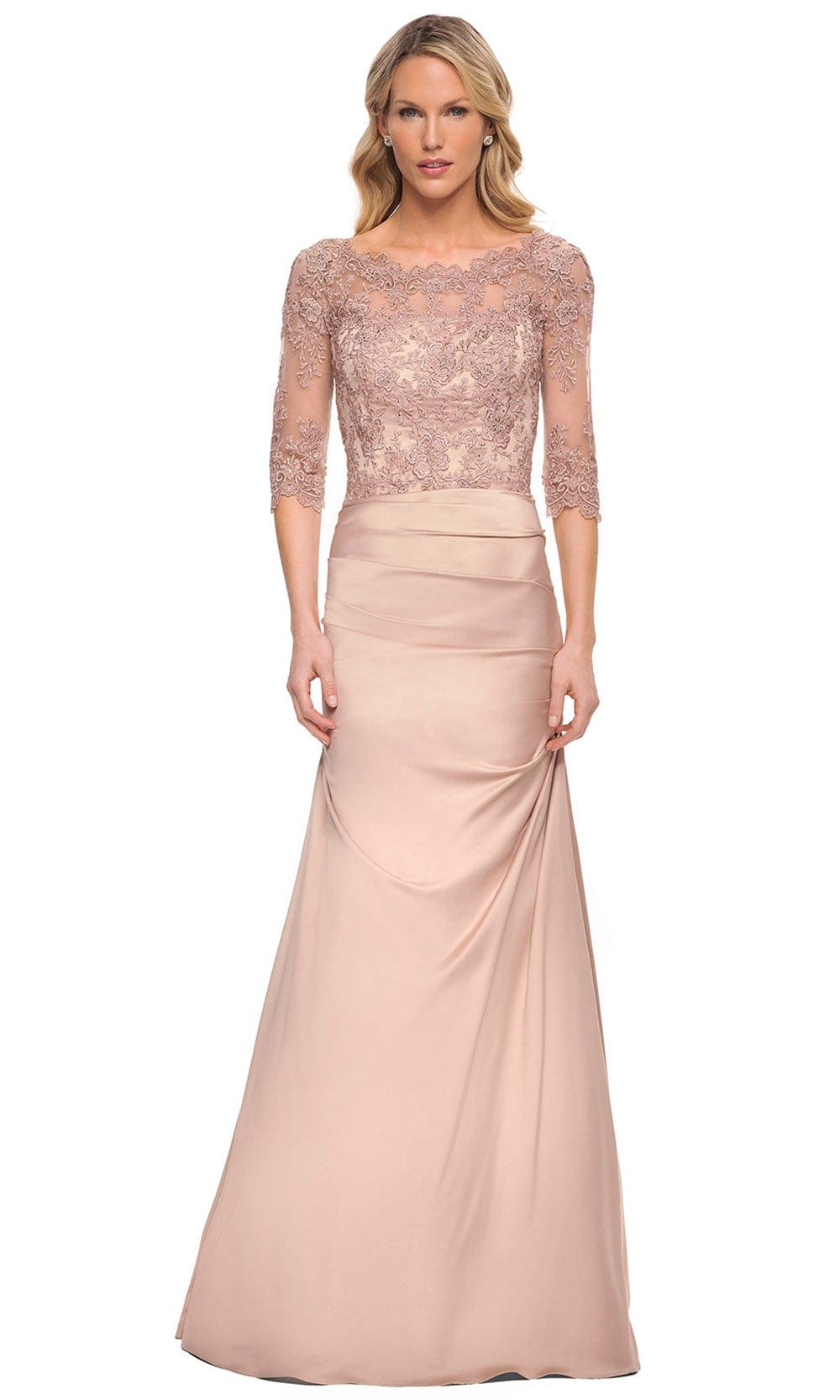 Lace And Satin Sheer Gown