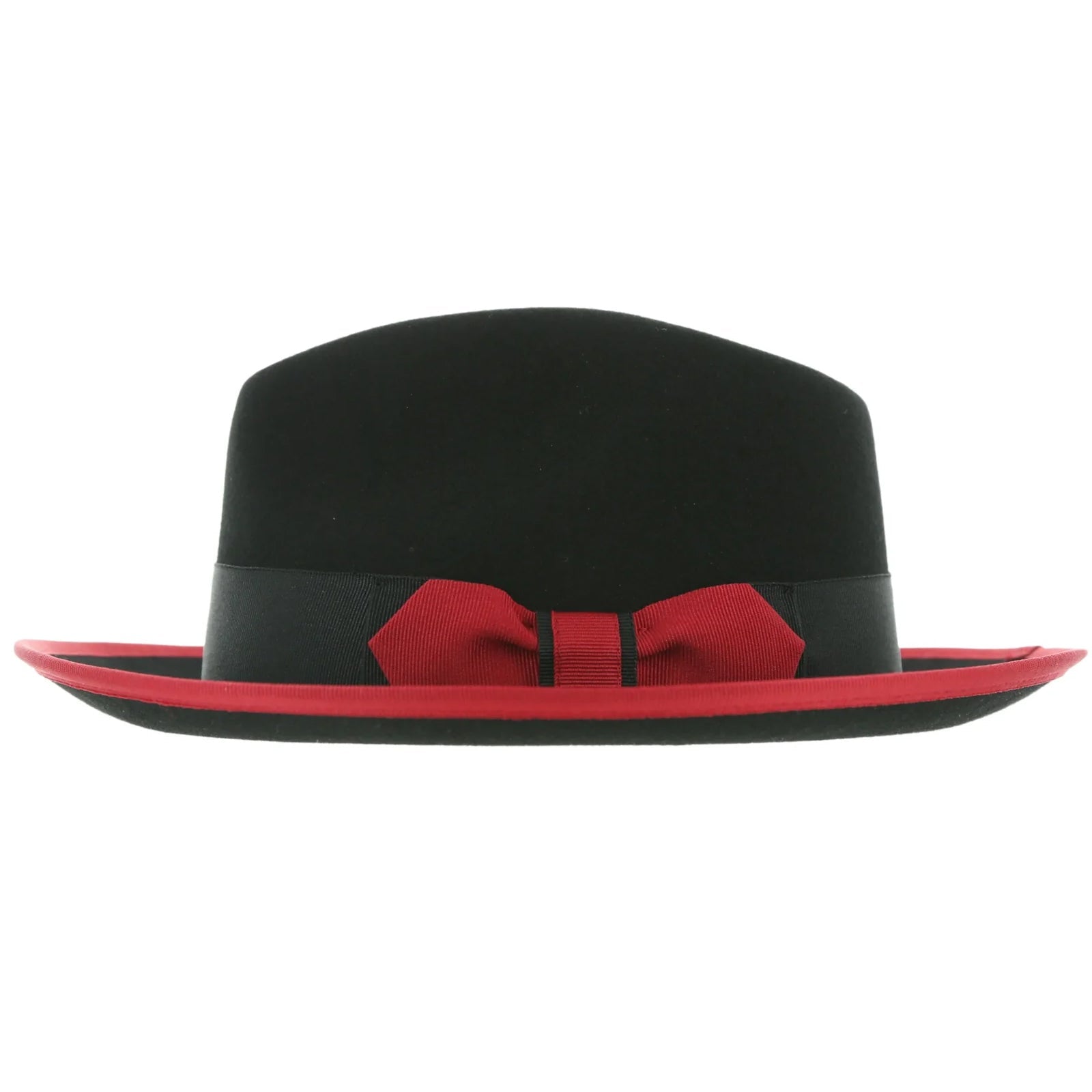 Men’s Classic Two Tone Trilby Fedora Dress Hat in Black & Red
