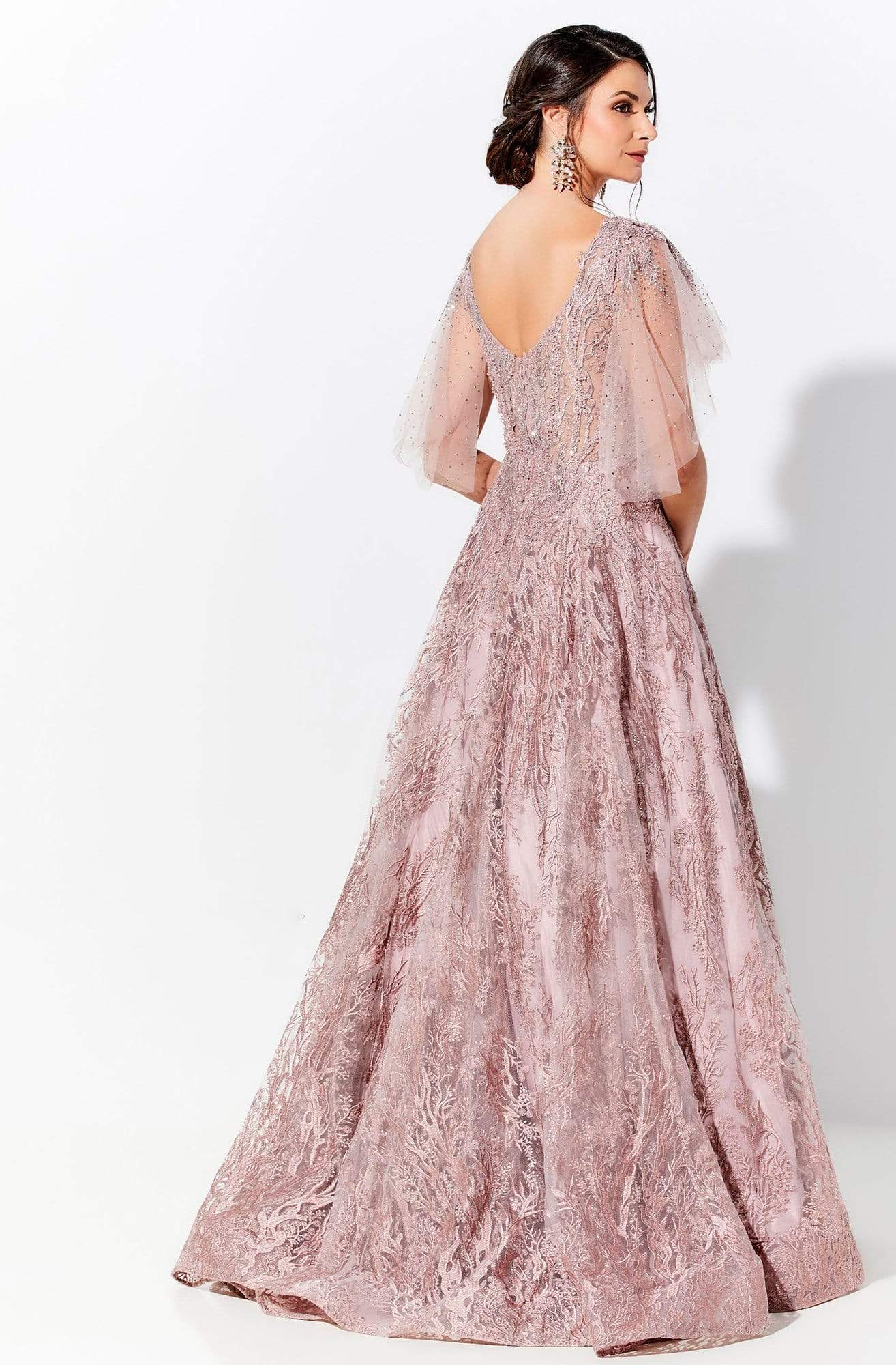 120D10W Detachable Sleeves Embellished Dress