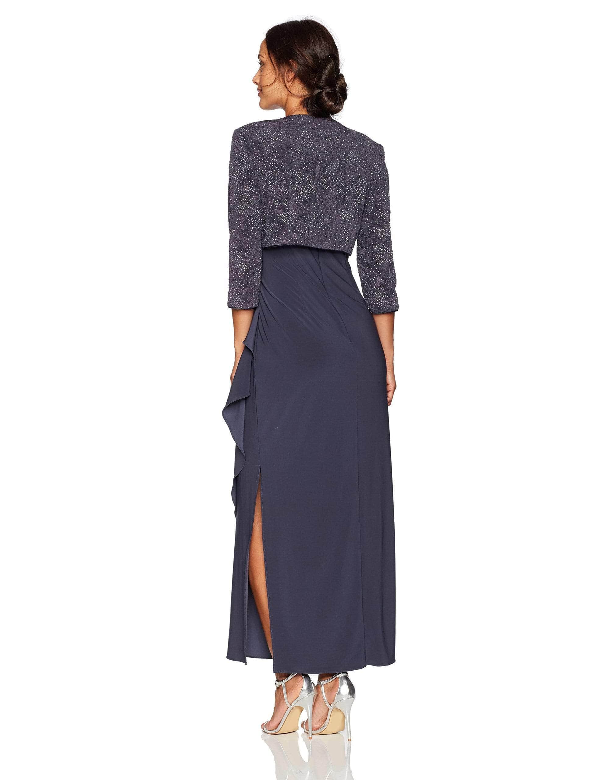 225196 Glitter Square Neck Formal Dress