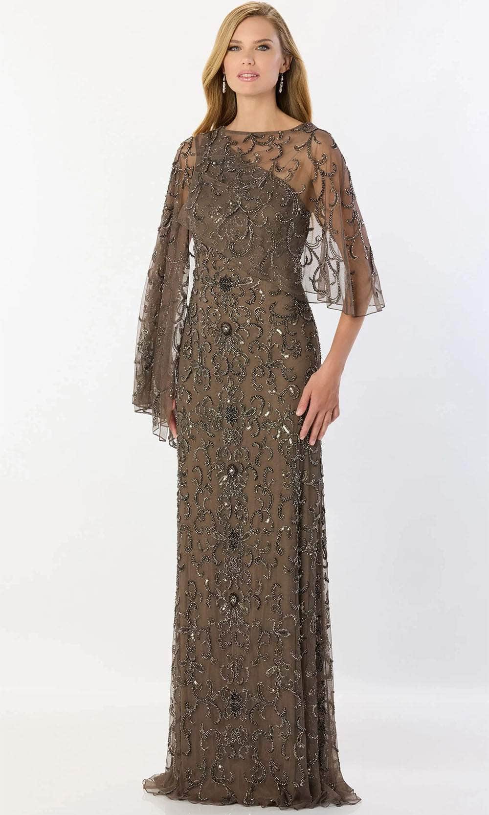 Sleeveless Detachable Cape Mother of the Bride Dress