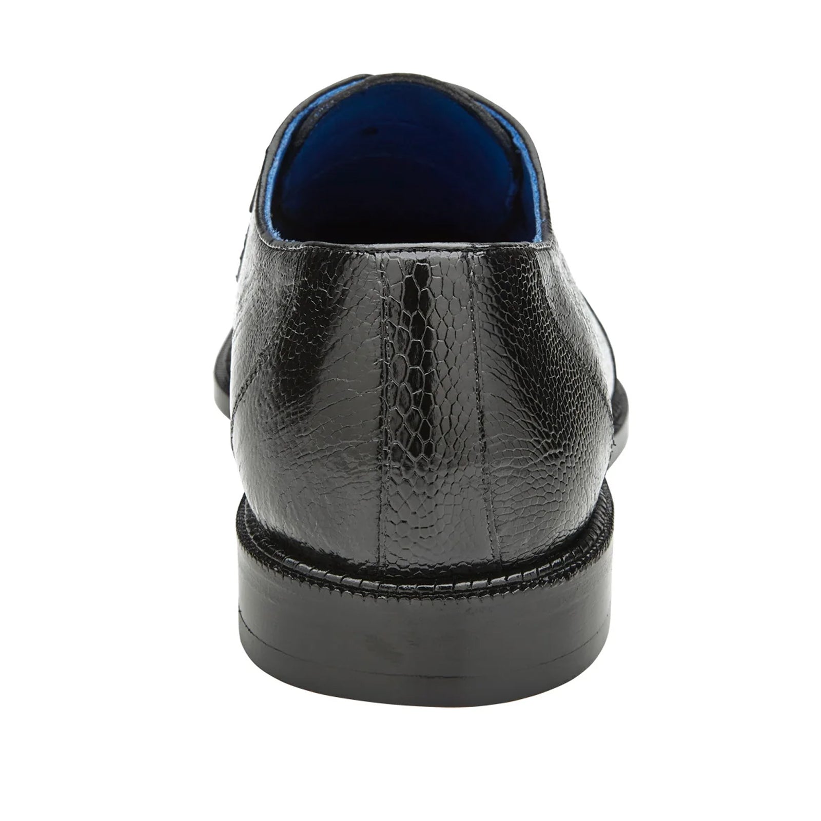 Men’s Belvedere Siena Ostrich Leg Moc Toe Dress Shoe in Black