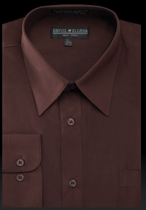 Men’s Regular Fit Basic Dress Shirt in Dark Brown