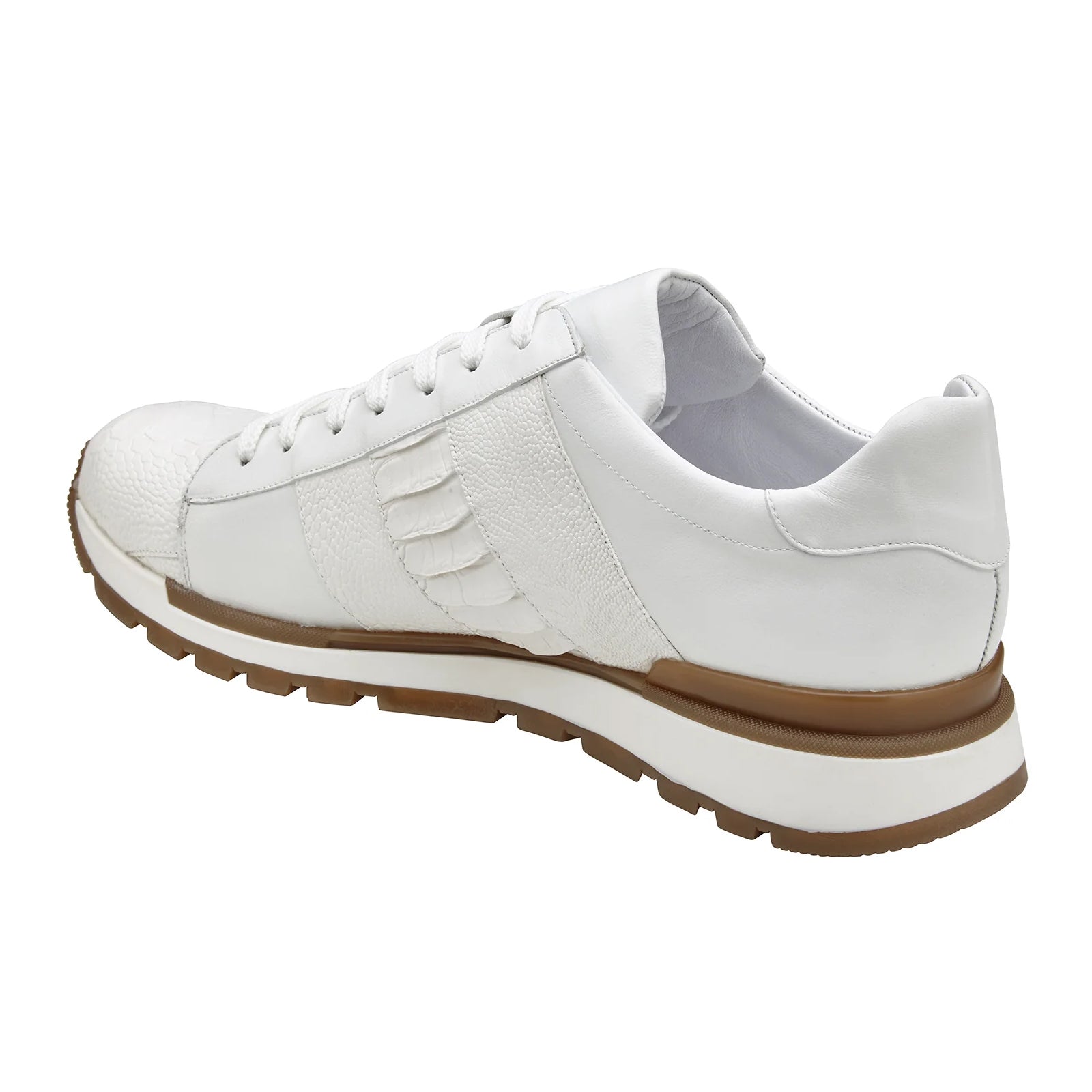 Men’s Belvedere Blake Calf & Ostrich Leg Dress Sneaker in White