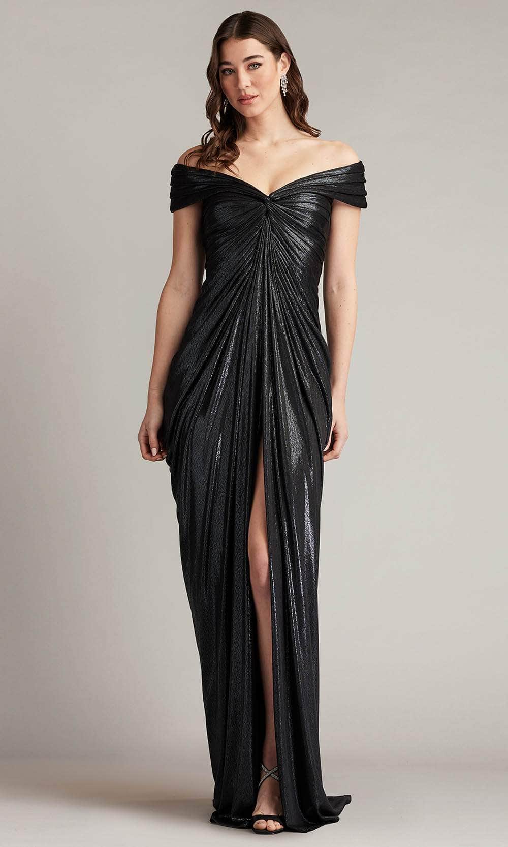 Off Shoulder Lame Evening Gown