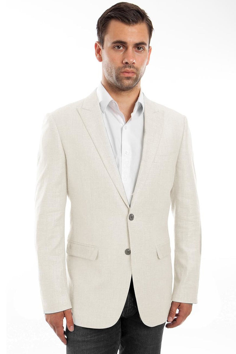 Men’s Two Button Summer Linen Blazer in Ivory