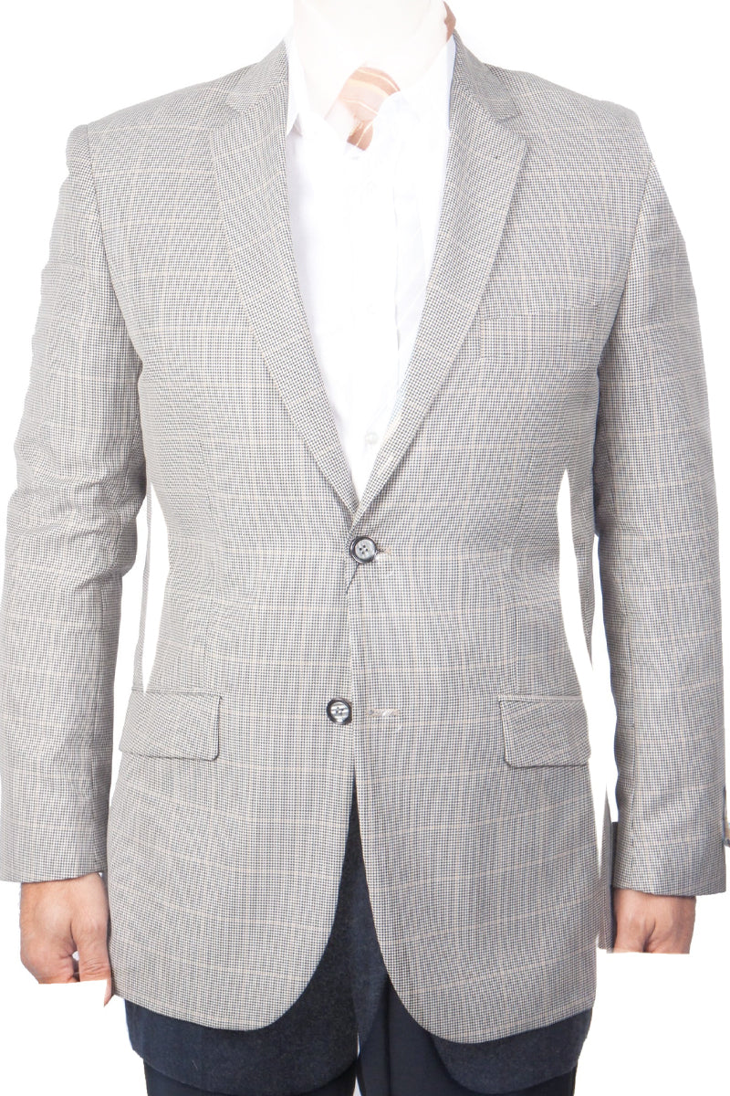 Men’s Two Button Classic Houndstooth Plaid Sport Coat in Black/White