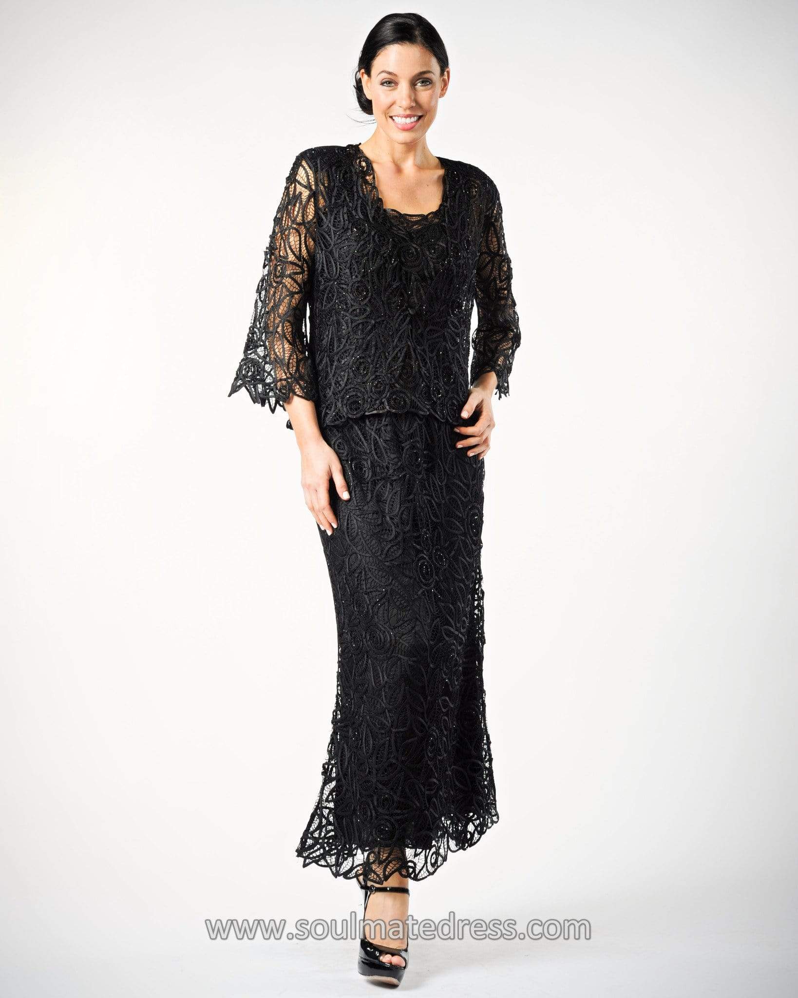 Lace Illusion Sleeves Mother Of The Bride Dress