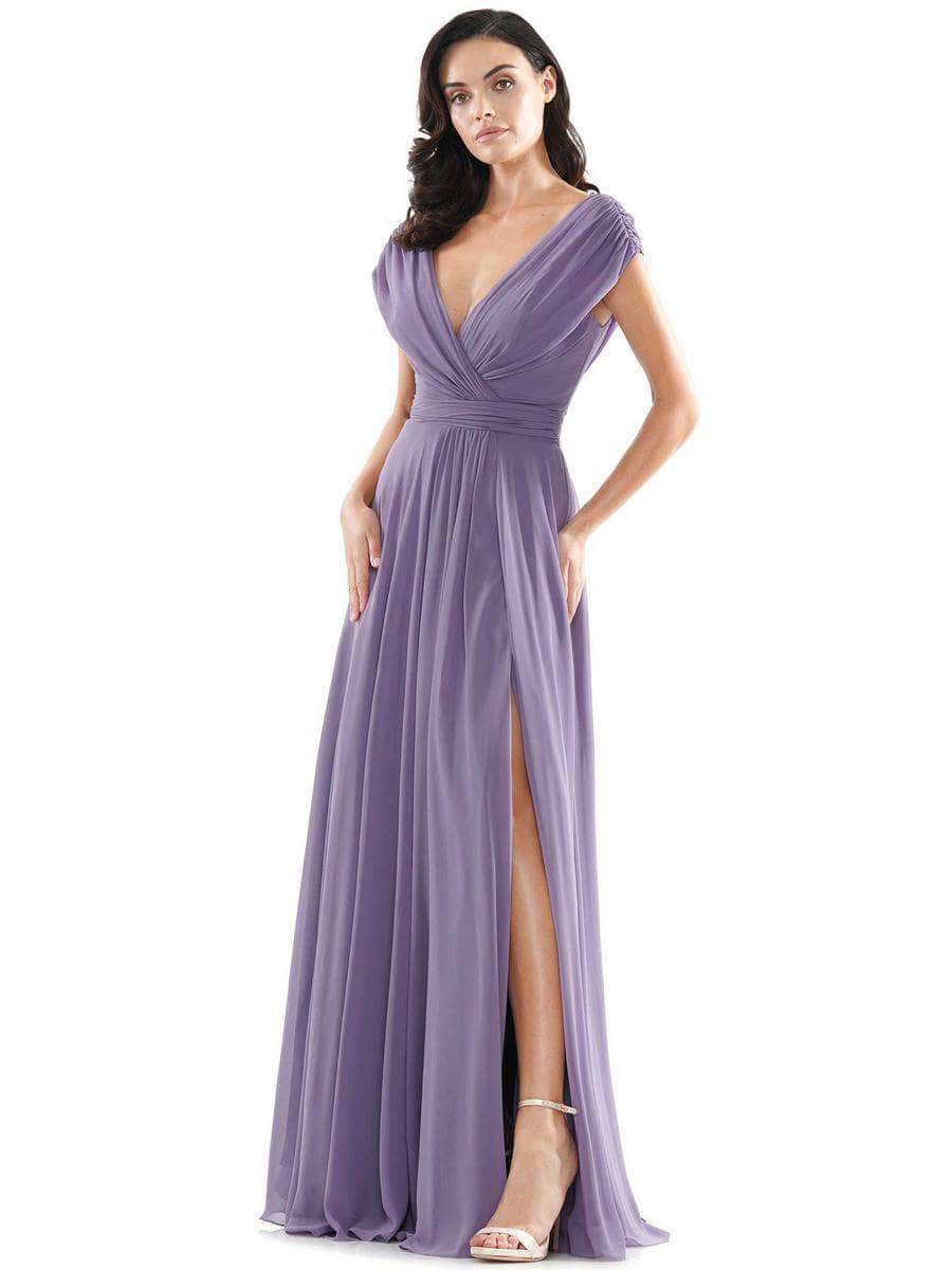 M251 V Neck Off Shoulder A-Line Gown