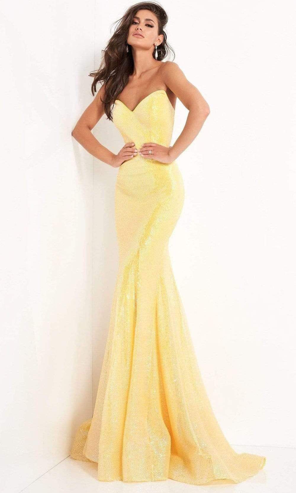 04831 Strapless Peaked V-Neck Sequin Mermaid Gown
