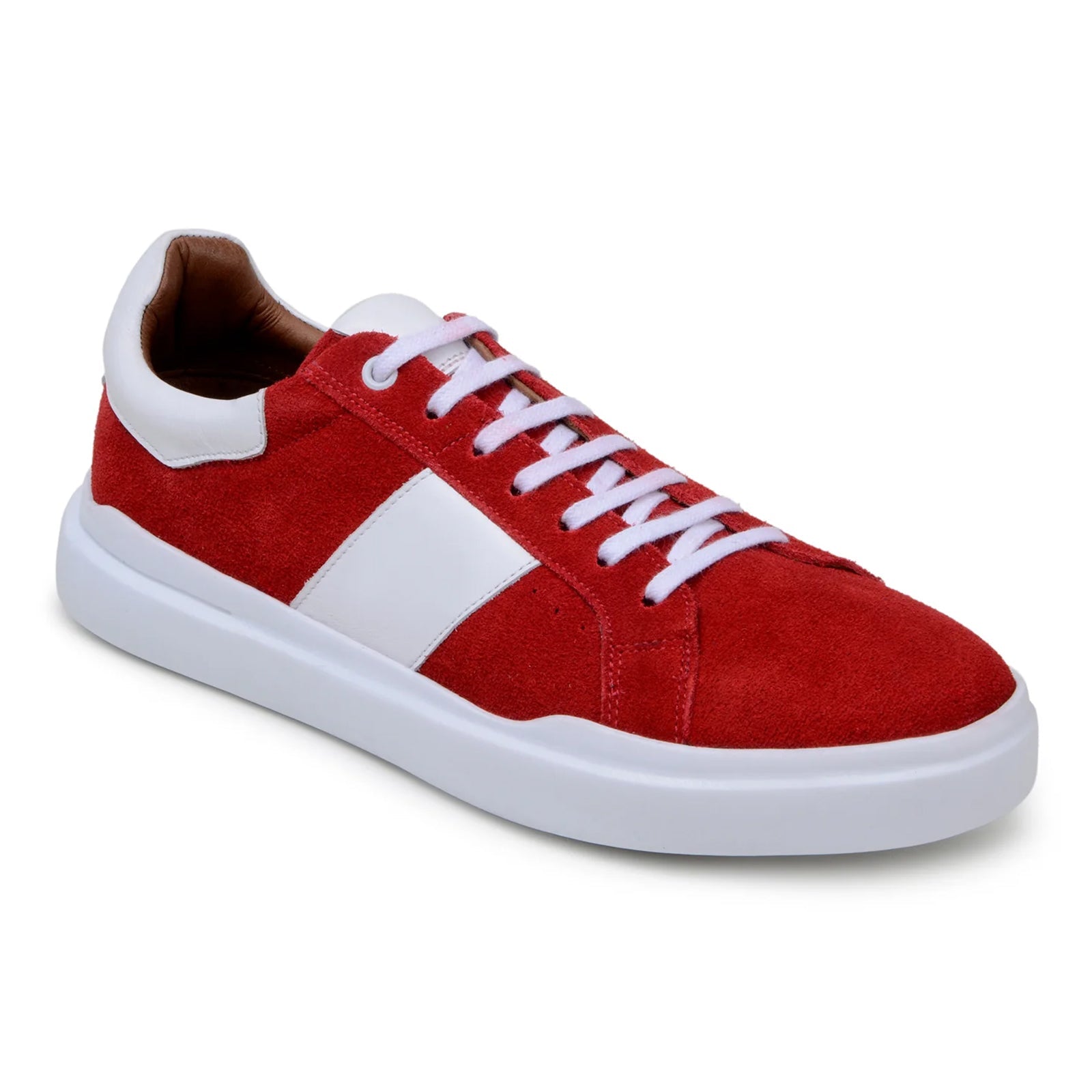 Men’s Belvedere Olivier Suede Tennis Shoe in Red & White