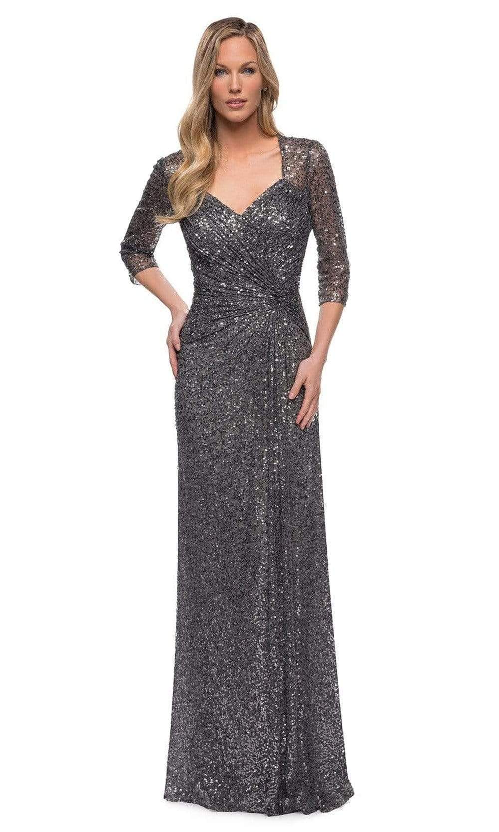 27930 V-Neck Sequin Embellished Dress