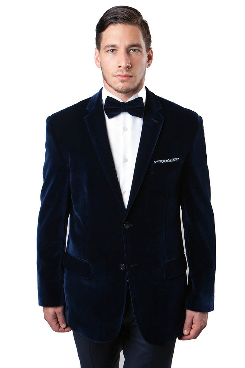 Men’s Two Button Classic Velvet Blazer in Navy