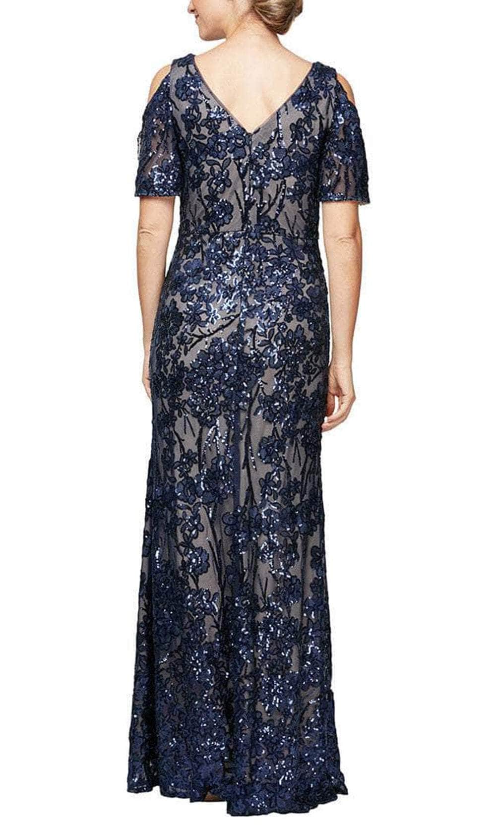 8196611 Flutter Sleeves Sequined Long Gown