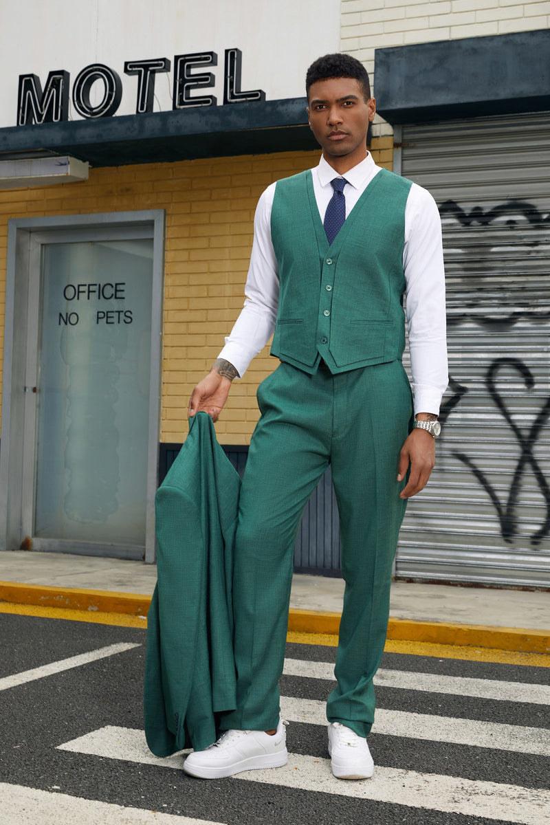 Men’s Stacy Adam’s Two Button Fancy Vested Suit in Neon Teal Green