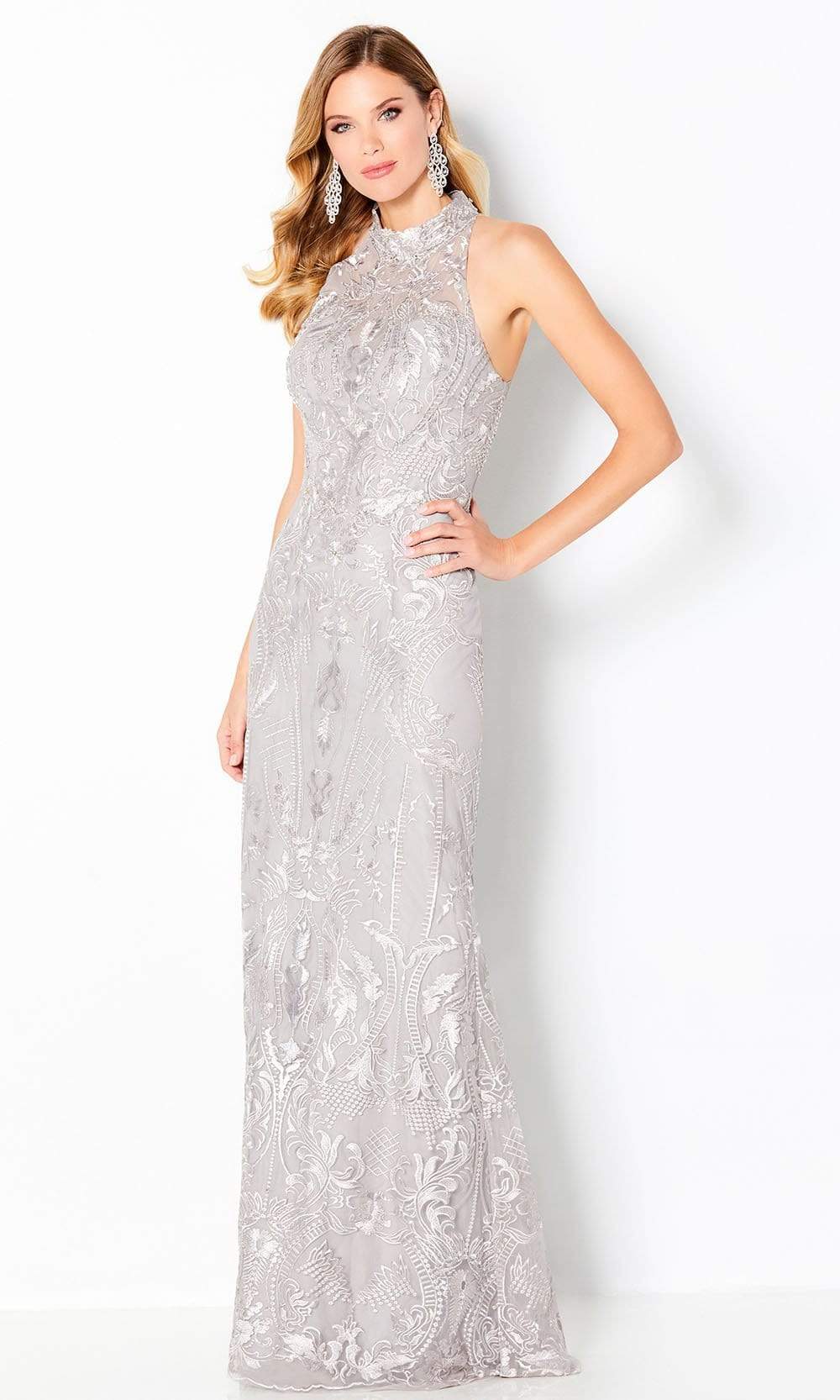 220645 High Halter Embroidered Mother of the Bride Dress