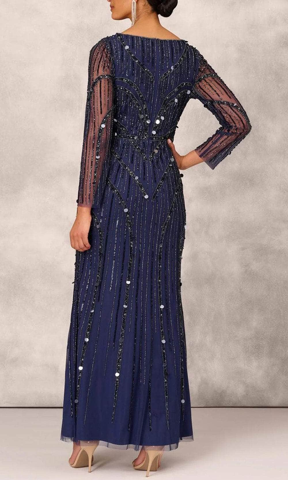 Illusion Long Sleeve Evening Gown