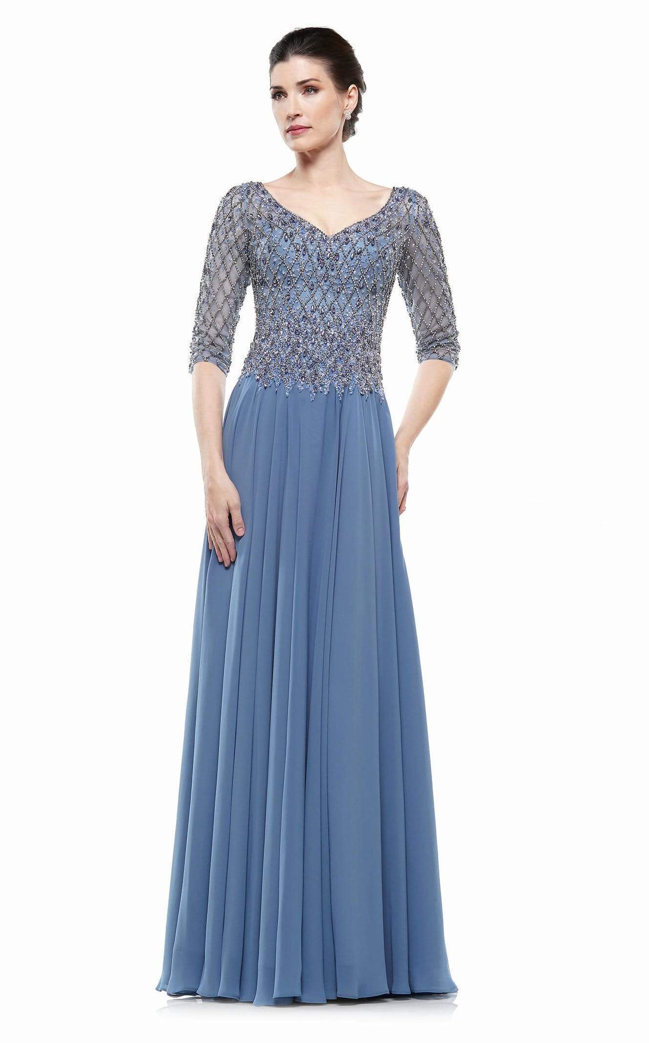 M165 Illusion Lattice Motif A-Line Gown