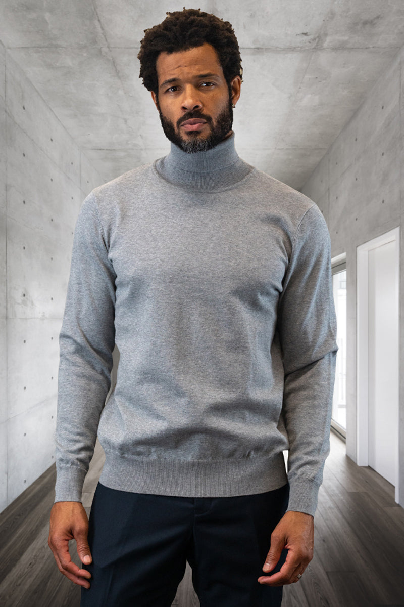 Men’s Designer Wool & Cashmere Dress Sweater in Grey