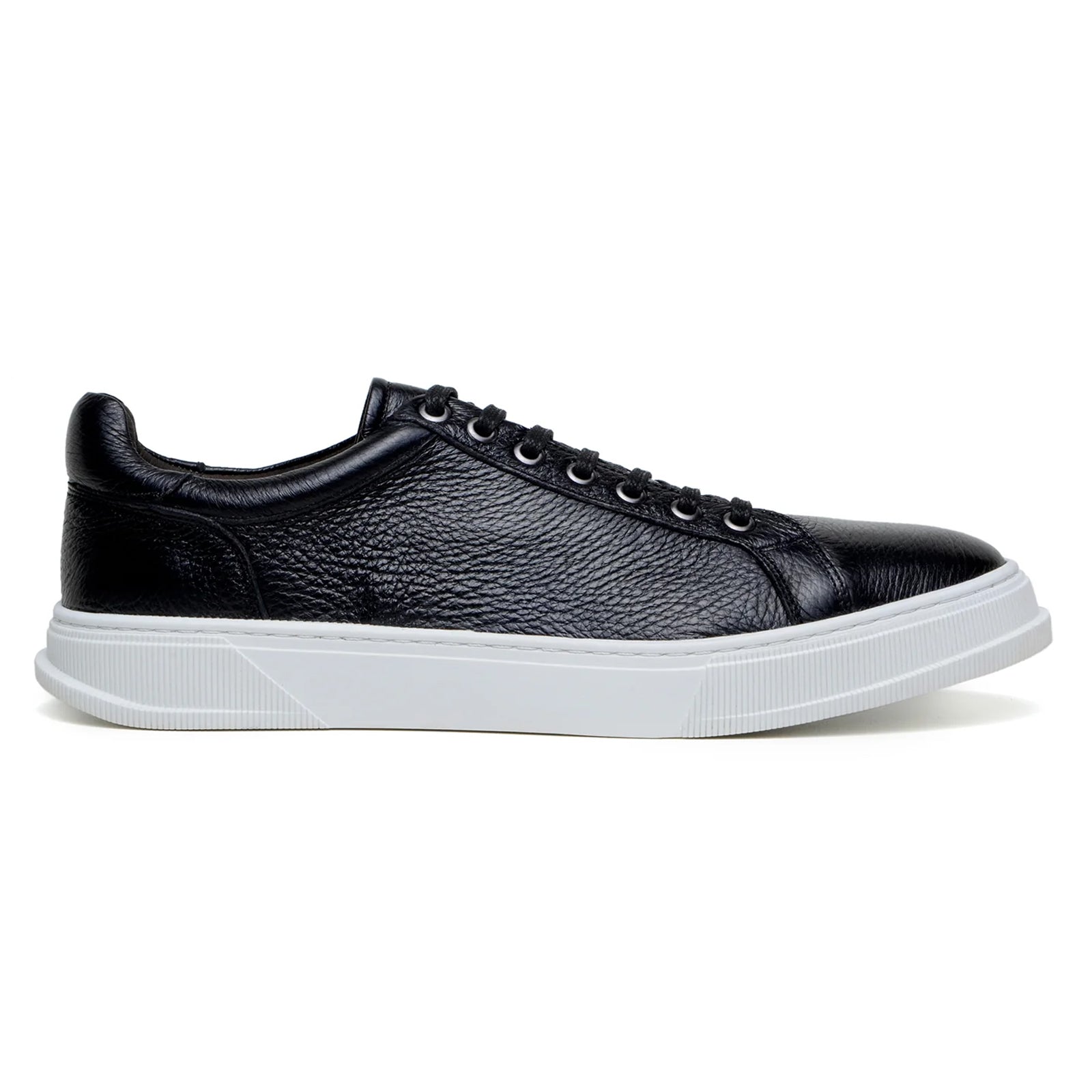 Men’s Belvedere Matteo Deerskin Leather Dress Tennis Shoe in Black