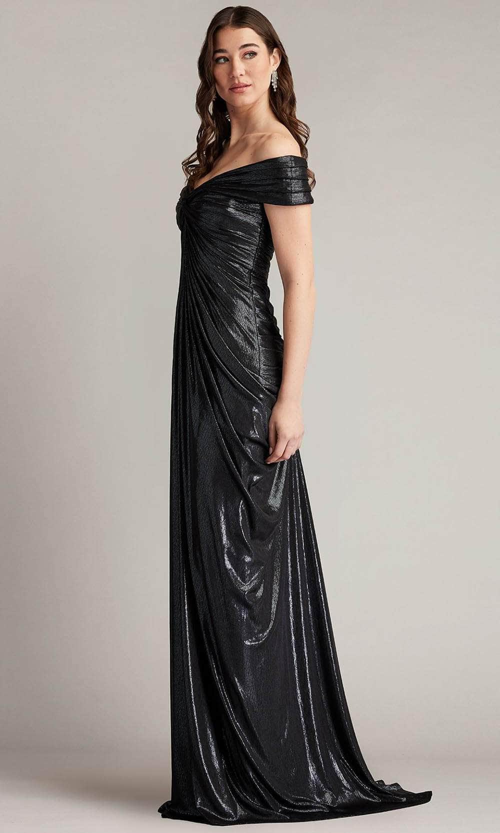 Off Shoulder Lame Evening Gown