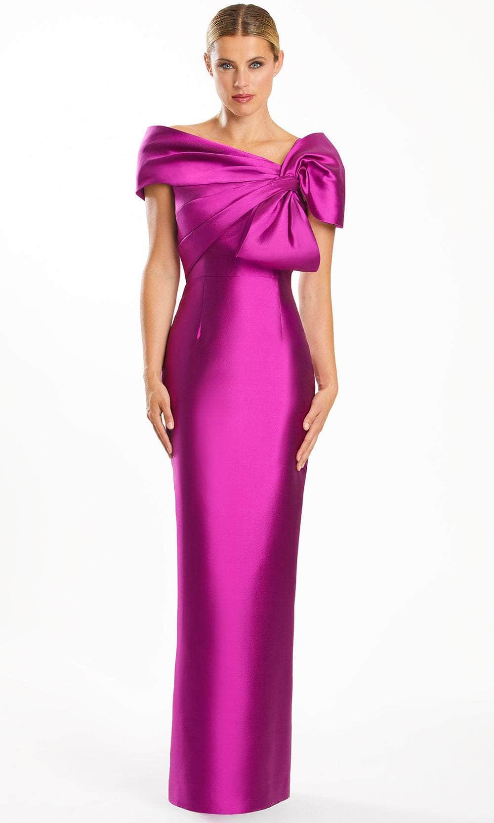 Off-Shoulder Bow Accented Evening Dress