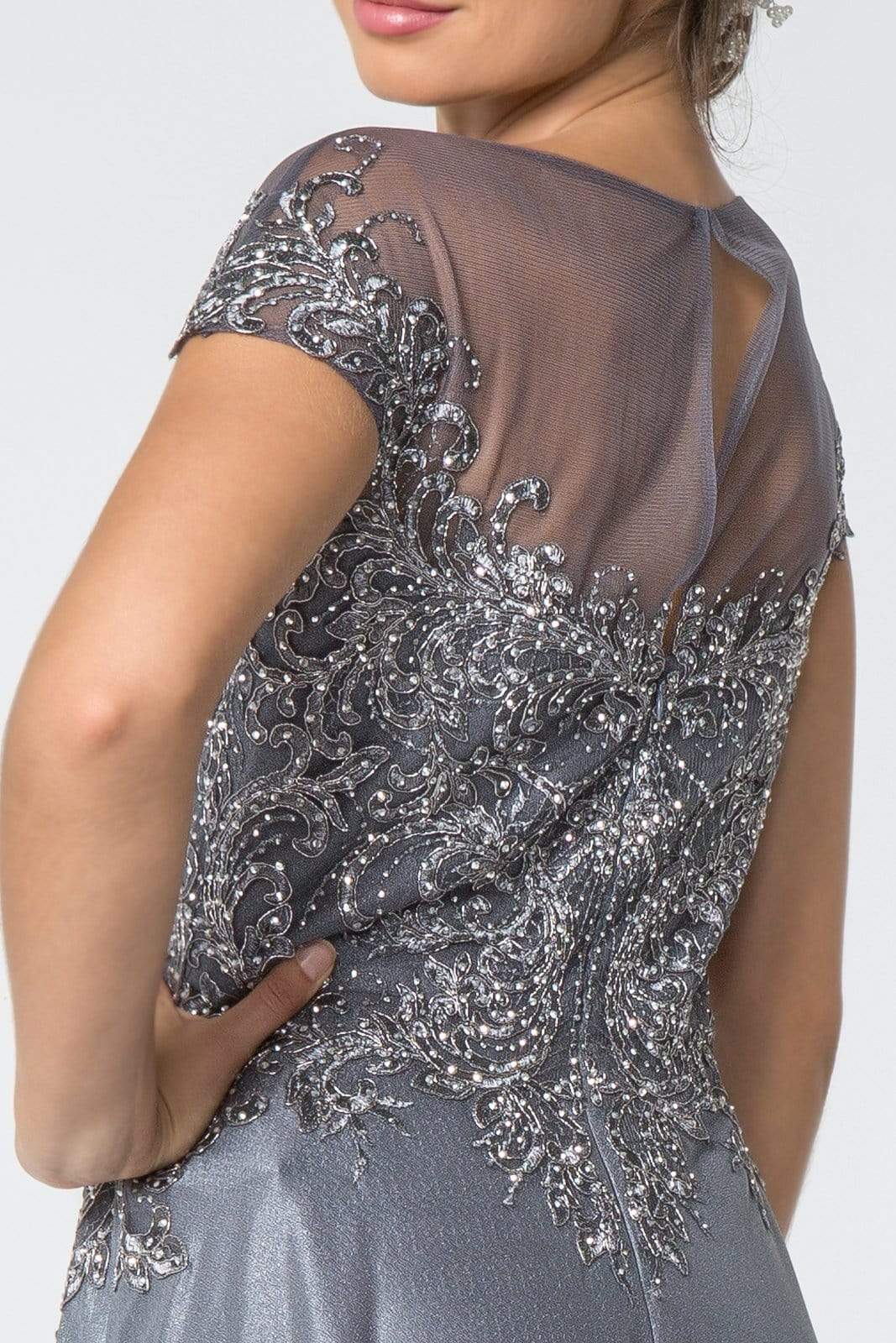 GL2828 Embellished Lace Bateau Chiffon A-line Gown