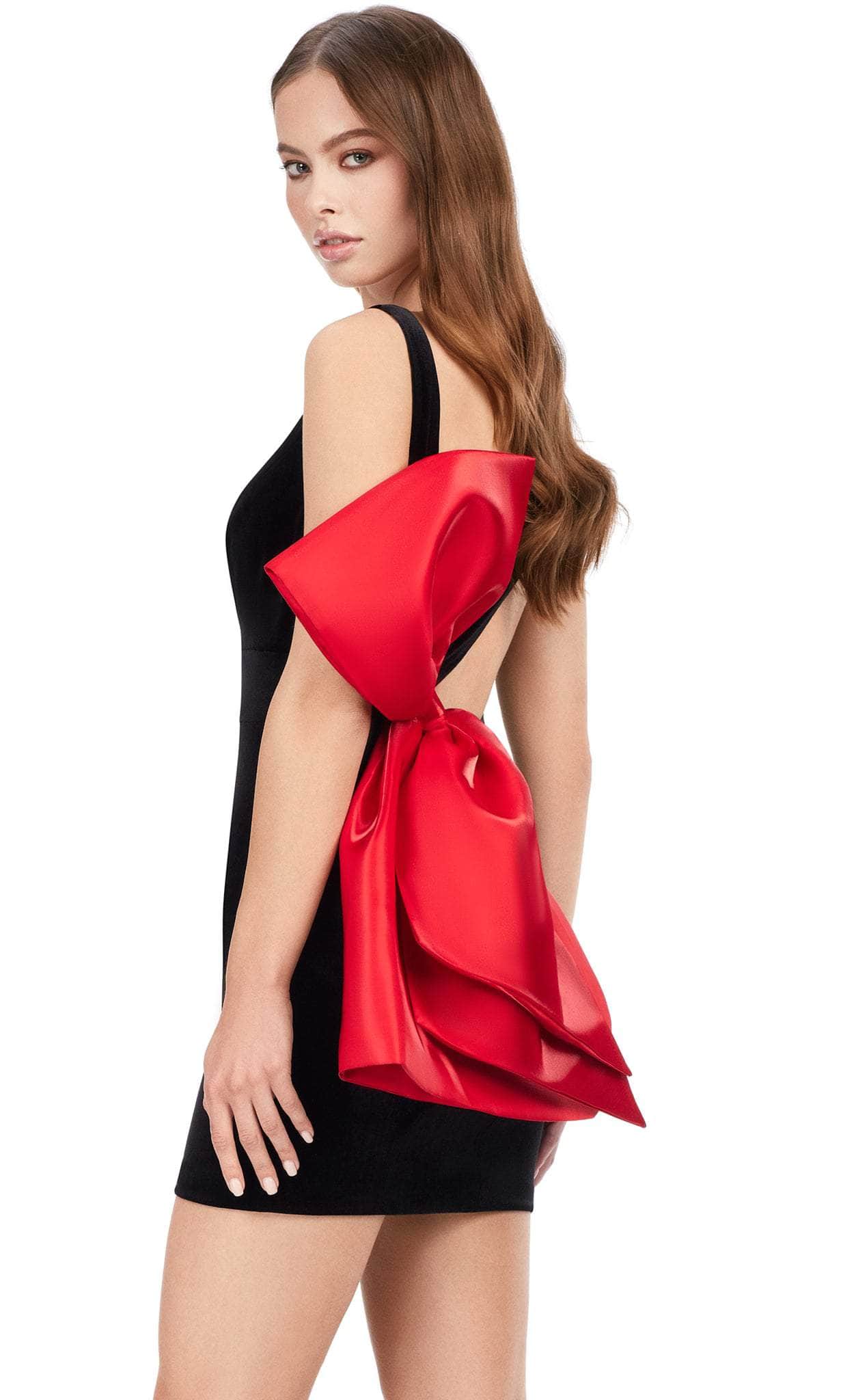 Velvet Sheath Bow-Detailed Dress