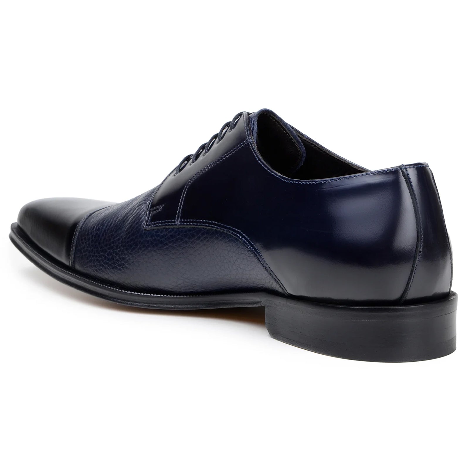 Men’s Belvedere Alexander Italian Deerskin & Nappa Leather Cap Toe Dress Shoe in Navy