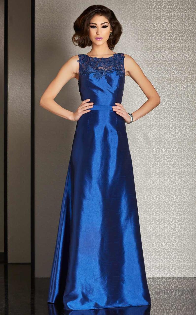 M6235 Sleek Floral Illusion Evening Gown