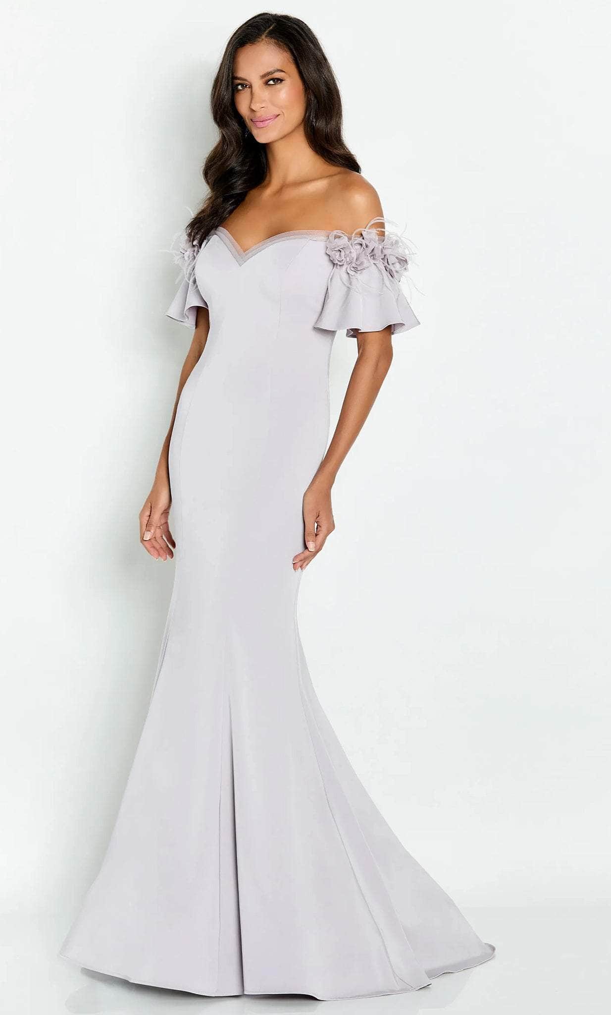Ruffled Sleeve Mermaid Mother of the Bride Dress