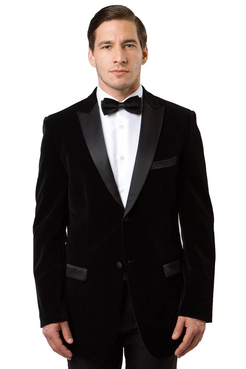 Men’s Two Button Velvet Tuxedo Dinner Jacket in Black