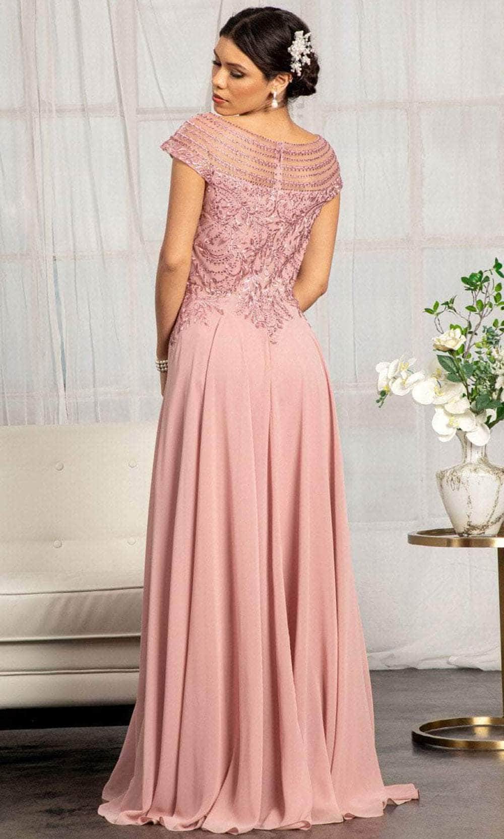 Embroidered Scoop Formal Gown
