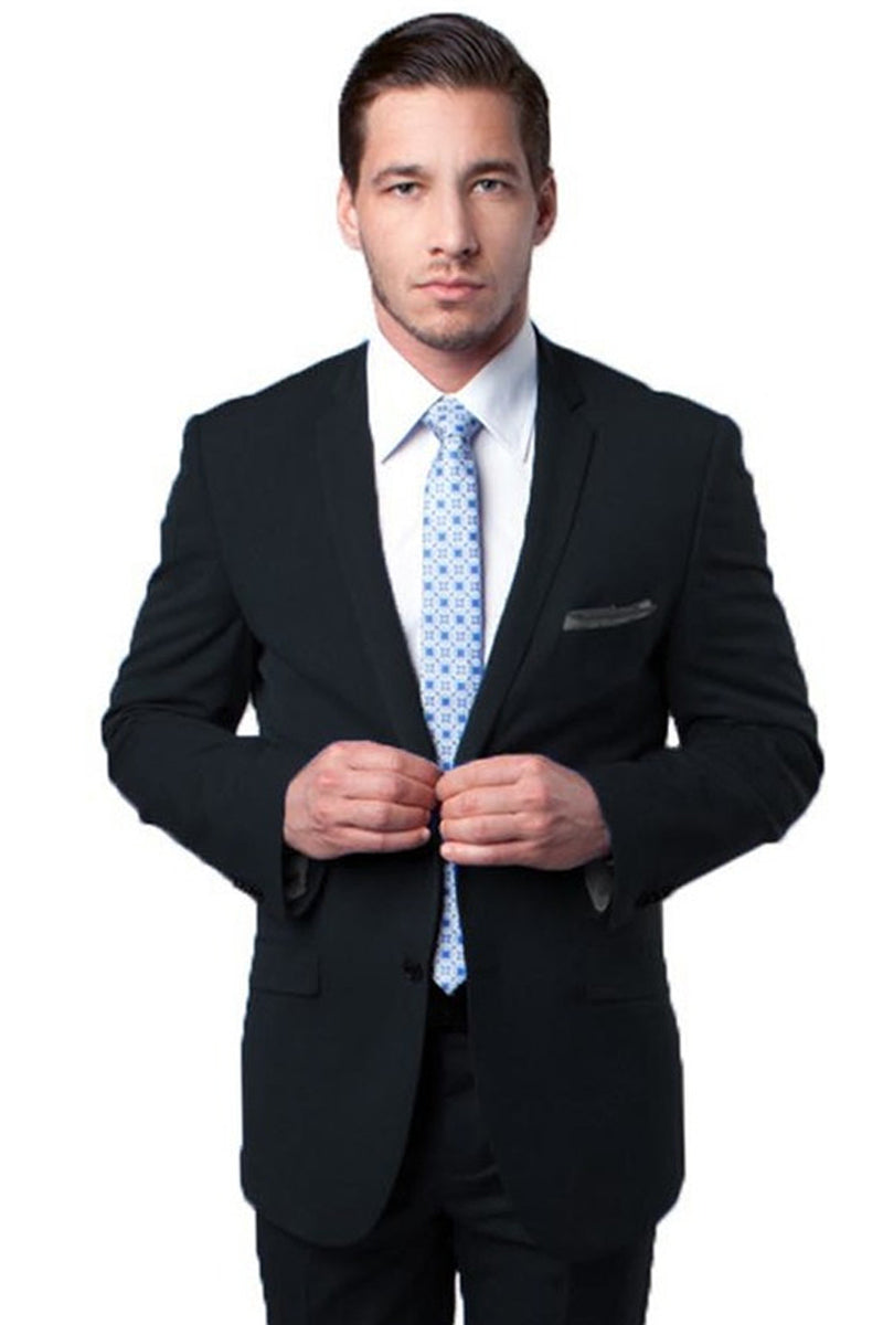 Men’s Two Button Slim Fit Travel Suit in Black